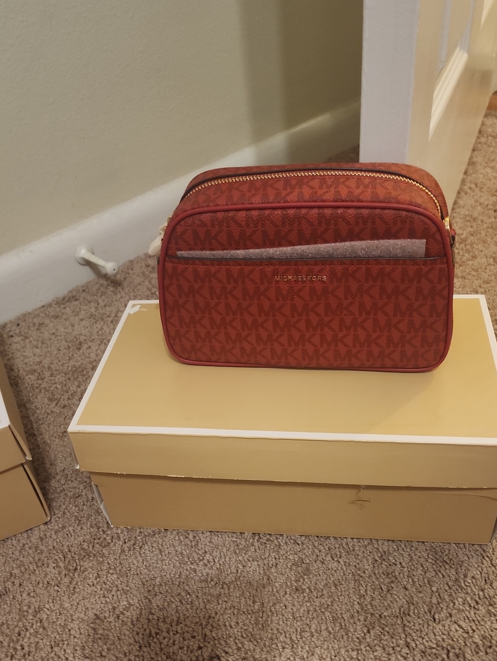 Michael Kors Men’s Red MK Logo Crimsn Crossbody